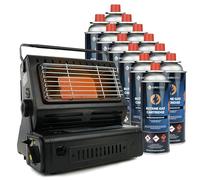 Eurocatch Chauffage à gaz - Incl. 12 cartouches de gaz - Chauffage - Chauffage de terrasse - Réglable - Portable