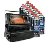 Eurocatch Chauffage à gaz - Incl. 16 cartouches de gaz - Chauffage - Chauffage de terrasse - Réglable - Portable