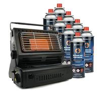 Eurocatch Chauffage à gaz - Incl. 8 bouteilles de gaz - Chauffage - Chauffage de terrasse - Réglable - Portable