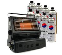 Eurocatch Chauffage à gaz - Incl. 8 cartouches de gaz - Chauffage - Chauffage de terrasse - Réglable - Portable