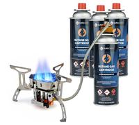 Eurocatch Foldable Gas Burner Turbo 6800W - INCL. 4 Cartouches de gaz - Réchaud à Gaz Pliable avec Adaptateur et Mallette