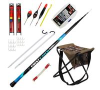 Eurocatch Kit de Pêche Complet avec Canne Télescopique 3 m et Siège de Pêche - Comprend Flotteurs, Hameçons, Montages, Plombs et Support de Canne pour Débutants et Pêcheurs de Loisir