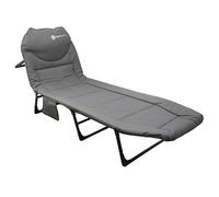 Eurocatch Lit de Camping Pliant - Lit de Terrain réglable avec Dossier en 5 Positions, 4 Pieds pliants Robustes, Poche latérale, Appui-tête rembourré - Compact et Confortable - 195×65×27 cm