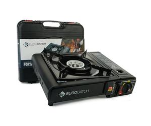 Eurocatch Outdoor - Réchaud à gaz - Réchaud à gaz - Réchaud de camping - Brûleur à gaz - Cuisinière à gaz - Plaque de cuisson - Cuisinière - Mallette de transport