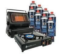 Eurocatch Poêle à gaz et poêle à gaz - Set de camping - incl. 8 cartou