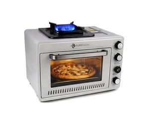 Eurocatch Portable Oven à Gaz - Propane & Cartouches Butane 227g - Four de Camping avec Brûleur - 25,2L - 2,1kW - Utilisation Extérieure & Domestique
