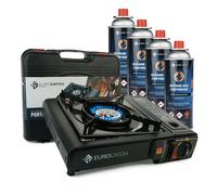 Eurocatch Réchaud à gaz - incl. 4 cartouches de gaz - Réchaud camping
