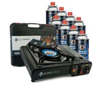 Eurocatch Réchaud à gaz - incl. 8 cartouches de gaz - Réchaud camping