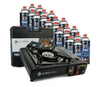 Eurocatch Réchaud de camping - Cuisinière à gaz - Comprend 20 bombes à gaz