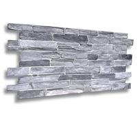 EURODECO | Panneaux muraux Décoratifs 3D 4 m² aspect pierre, 10 pièces, revêtement mural, revêtement PVC, imitation carrelage, 90 x 48 cm (CPVC01 gris)