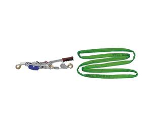 Eurofarm 37117 Palan manuel capacité 4 tonnes, diamètre 6 mm 3 m & Elingue Cravate 3 m/Vert/ 2 000 kg/ 4 000 kg