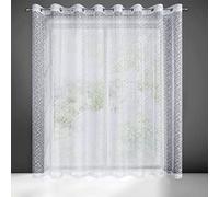 Eurofirany Amanda Rideau à Mailles avec Oeillets - 1 pièce. Semi-Transparent Rideau, Draperies, Décorations d'intérieur de Fenêtre de Salon, Chambre, Cuisine, 300x250 cm, Blanc
