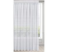 Eurofirany ARGEA Rideau Voilage à Galon Fronceur - 1 pièce. Semi-Transparent Rideau, Draperies, Décorations d'intérieur de Fenêtre de Salon, Chambre, Cuisine, 350x250 cm, Blanc