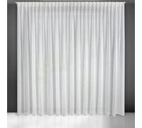 Eurofirany Belissa Rideau Blanc Transparent avec Structure de Pluie Verticale et Bande plissée Convient également pour Rail de Plafond/Tringle à Rideau - Lot de 1 pièce Transparent, léger, Chic