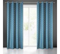 Eurofirany Cande Rideau Motif géométrique Tendance œillets élégant de Haute qualité Glamour pour Chambre à Coucher, Salon, Bleu, 140 x 250 cm