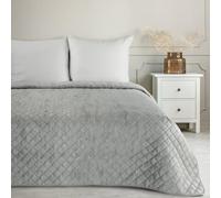 Eurofirany Couverture en marbre avec motif élégant, Dessus de Lit pour lit double, en velours, glamour, décoratif, argenté, 220 x 240 cm
