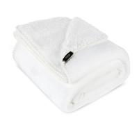 Eurofirany Couverture polaire Teddy - Couverture chauffante - Couvre-lit doux - Couverture d'hiver - Blanc - 200 x 220 cm