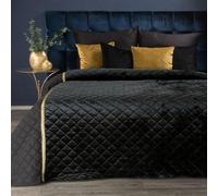 Eurofirany Couvre-lit en Velours de qualité supérieure - Bleu argenté - Surpiqué pour Toute l'année - (Kristin Noir, 220 cm x