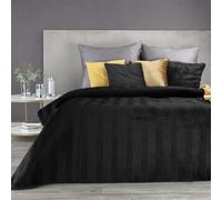 Eurofirany Couvre-lit et Couverture de Fauteuil en Velours pour Salon et Chambre à Coucher (Sofia Noir, 230 x 260 cm)