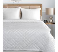 Eurofirany Couvre-lit matelassé RIA6 en velours pour lit 2 personnes Blanc 170 x 210 cm
