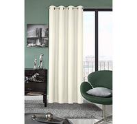 Eurofirany crémeux crème à œillets uni Mat Lisse Rideaux Armure Toile 1 pièce Lumineux, Moderne, Minimaliste, Salon, Chambre à Coucher, Polyester, 140 x 250 cm