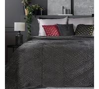 Eurofirany Deniz Couvre-lit en Velours Velours avec Coutures en métal et Coutures en métal pour Chambre d’hôte Noir + Or 220 x 240 cm