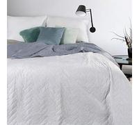 Eurofirany Design91 Luiz Couvre-lit Double Face en Velours Doux pour canapé, matelassage, 70 x 160 cm, 170 x 210 cm, 220 x 240 cm, Tissu Blanc + Argent