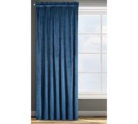 Design91 Eurofirany Rosa Rideau en Velours Doux Uni Opaque avec Galon Fronceur - 1 Unité, Moelleux, Panneau Drapé, Classique, Élégant, Salon, Chambre, 200 g/m², 135x300 cm, Bleu Foncé