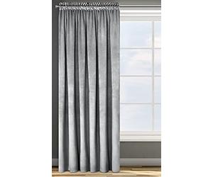Eurofirany Design91 Rosa Rideau en Velours Doux Uni Opaque avec Galon Fronceur - 1 Unité, Moelleux, Panneau Drapé, Classique, Élégant, Salon, Chambre, 200 g/m², 135x300 cm, Argenté