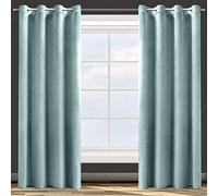 Design91 Eurofirany Rosa Rideau en Velours Doux Uni Opaque avec Oeillets - 1 Unité, Moelleux, Panneau Drapé, Classique, Élégant, Salon, Chambre, 200 g/m², 140x250 cm, Vert Océan