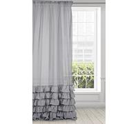 Eurofirany Dolly Gothique, Voilage Ruban à Volants, Transparent avec Galon Fronceur-1 unité, Rideau de Fenêtre, pour Chambre à Coucher, Salon, Polyester, Gris Acier, 140x250 cm