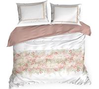 Eurofirany Draps de satin 140x200 printemps 25 fleurs blanches vertes