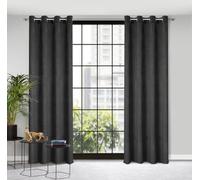 Eurofirany Eliza Rideau Structurel en Velours avec Œillets - 1 Pièce, Rideau en Velours Thermique Isolant, Opaque, Occultant, pour Chambre, Salon, 140x250 cm, Noir