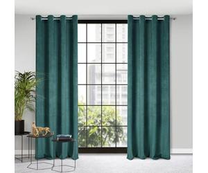 Eurofirany Eliza Rideau Structurel en Velours avec Œillets - 1 Pièce, Rideau en Velours Thermique Isolant, Opaque, Occultant, pour Chambre, Salon, 140x250 cm, Menthe