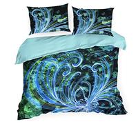 Eurofirany Emera Parure de lit en Coton 2 taies d'oreiller et 1 Housse de Couette, Satin, Bleu, 220X200cm+2x/70X80cm