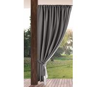 Eurofirany GARDEN Outdoor Curtain with Tab Top - 1 pc. Velcro Fastener, Sun Protection, Privacy Screen, Windproof, Waterproof Curtain for Patio, Gazebo, Pergola, Porch, W61 x L79, Light Beige