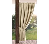Eurofirany GARDEN Rideau d'Extérieur à Passe-tringle, 1 Pièce, Occultant & Imperméable, Protection UV, pour Balcon Terrasse Pergola, 155x200 cm (L x H), Beige Clair