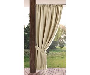 Eurofirany GARDEN Rideau d'Extérieur à Passe-tringle, 1 Pièce, Occultant & Imperméable, Protection UV, pour Balcon Terrasse Pergola, 155x200 cm (L x H), Beige Clair