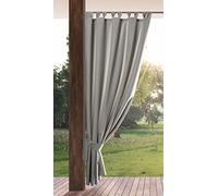 Eurofirany Garden Rideau d'Extérieur à Pattes Auto-agrippantes, 1 Pièce, Occultant & Imperméable, Protection UV, pour Balcon Terrasse Pavillon, 155x200 cm (L x H), Gris Clair