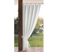 Eurofirany Garden Rideau Extérieur avec Onglet en Haut - 1 pc. Rideau Imperméable, Coupe-Vent, Fermeture Velcro, Rideau pour Pergola, Gazebo, Terrasse, Pavillon, 155x200 cm, Blanc