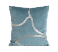 EUROFIRANY | Housse de coussin - 45 x 45 cm - taie d'oreiller bleue - motif géométrique doré
