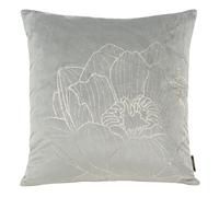 Eurofirany Housse de Coussin élégante en Velours avec imprimé 45 x 45 cm - Housse de Coussin en Velours Doux - Motif Fleur Lotus - Argenté