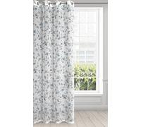Eurofirany Jenny 401381 Rideau Transparent avec œillets - Aspect Lin léger - pour Salon, Cuisine, Chambre d'enfant, Chambre à Coucher, Rideau de fenêtre, 140 x 250 cm - Blanc et Bleu