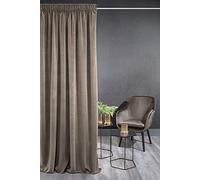 Eurofirany Kristi Rideau en Velours avec Galon Fronceur - 1 pc. Rideau Thermique, Rideau Occultant pour Chambre à Coucher, Salon, Salle à Manger, Densité 330g/m², 140x270 cm, Marron Foncé