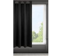 Eurofirany Logan Rideau Occultant - 1 Unité, Oeillets, Blocage de la Lumière, Assombrissement de la pièce, Chambre à Coucher, Salon, 140x175 cm, Noir