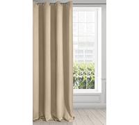 Eurofirany Logan Rideau Occultant Extra Long-1 Unité, Oeillets, Blocage de la Lumière, Assombrissement de la pièce, Chambre à Coucher, Salon, Polyester, Beige, 135x250 cm