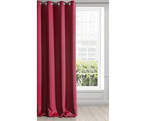 Eurofirany Logan Rideau Occultant Extra Long - 1 Unité, Oeillets, Blocage de la Lumière, Assombrissement de la pièce, Chambre à Coucher, Salon, 135x250 cm, Rouge
