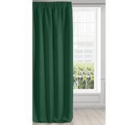 Eurofirany Logan Rideau Occultant Extra Long - 1 Unité, Passe-Tringle, Galon Fronceur, Blocage de la Lumière, Assombrissement de la pièce, Chambre à Coucher, Salon, 135x270 cm, Vert Foncé