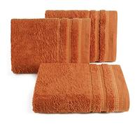 Eurofirany Lot de 3 Serviettes de Douche Pola Orange 70 x 140 cm Bordures élégantes et absorbantes