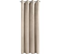 Eurofirany Rideau en Velours avec Oeillets - 1 Panneau, Traitement de Fenêtre Occultant, Rideaux pour Chambre, Cuisine, Salon, Super Doux, 140x250 cm, Beige